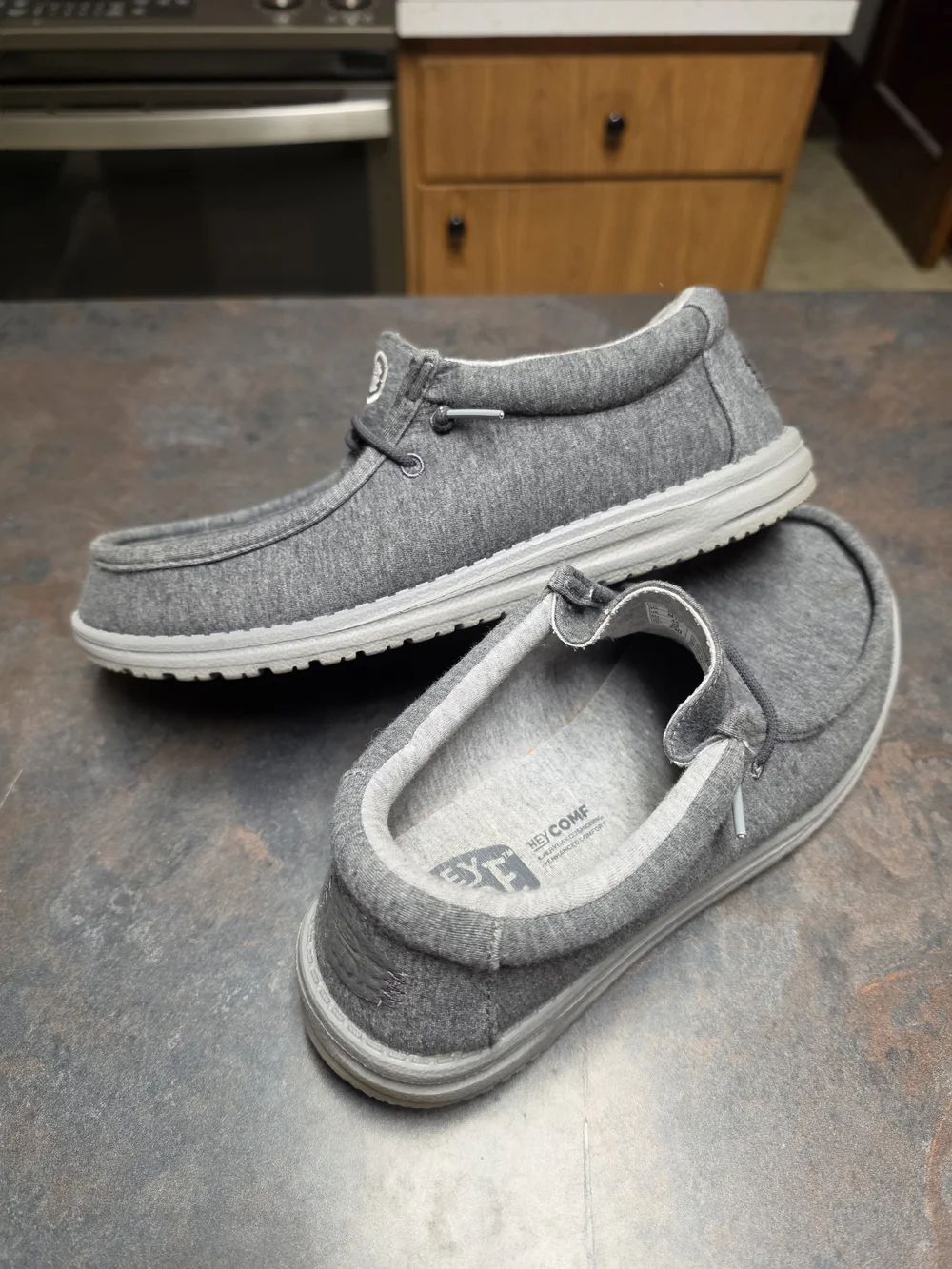 Hey Dude Mens Grey Wally Stretch Jersey Casual Slip-On Shoes - Size 11